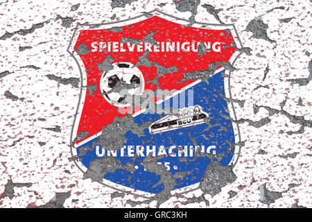 Erodieren Logos von Fußball Verein Spvgg Unterhaching Stockfoto