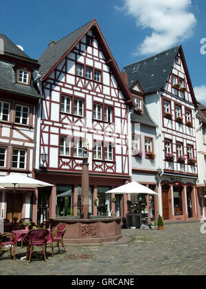 Kirschgarten, malerische Altstadt, Mainz, Rheinland-Pfalz, Deutschland, Europa Stockfoto