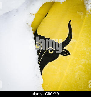 Wappen des Kantons Uri Schweiz Schnee Stockfoto