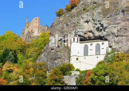 Blick auf die Felsenkirche, Idar-Oberstein, Rheinland Pfalz, Deutschland, Europa Stockfoto