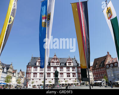 Coburg, Markt gekennzeichnet, Oberfranken Stockfoto