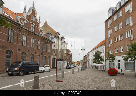 Gepflasterten Platz In der Mitte von Nykobing F. Dänemark Stockfoto