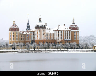 Schloss Moritzburg, Wasserschloss, Moritzburg bei Dresden, Sachsen Stockfoto