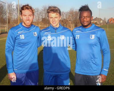 Nico Hammann, Sebastian Ernst, David Kinsombi 1. Fc Magdeburg Stockfoto