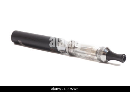 Große E-Zigarette (elektronische Zigarette) isoliert auf weißem Hintergrund Stockfoto
