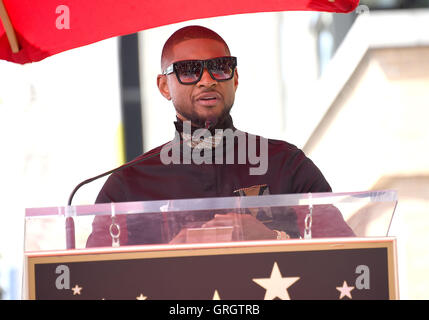 Hollywood, Kalifornien, USA. 7. Sep, 2016. Usher kommt für die Sterne Zeremonie für Usher. Bildnachweis: Lisa O'Connor/ZUMA Draht/Alamy Live-Nachrichten Stockfoto