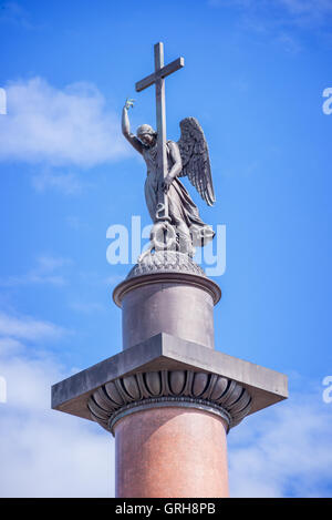 Nahaufnahme der Alexandersäule in St Petersburg, Russland Stockfoto