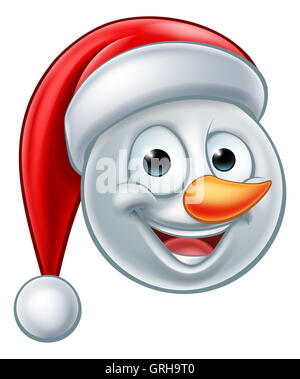 Ein Schneemann Weihnachten Emoticon Emoji tragen einer Weihnachtsmütze Stockfoto