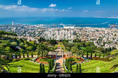 Blick über die Bahai-Gärten in Haifa Stockfoto