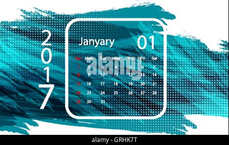 Vektor-Kalender für das Jahr 2017 Stock Vektor