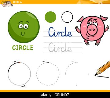Pädagogische Cartoon Illustration der geometrischen Grundform Kreis für Kinder Stock Vektor