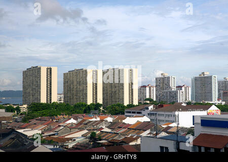 Neue Entwicklungen in Georgetown Penang Skyline einer sich wandelnden Stadt Stockfoto