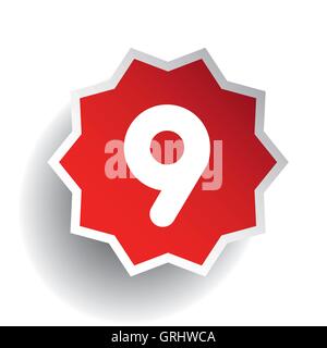 Nummer neun 9 Sterne rot Stock Vektor