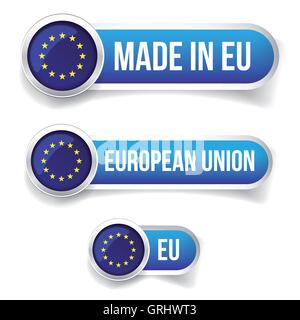 EU-Flagge-Taste und Made in EU-Taste Stock Vektor