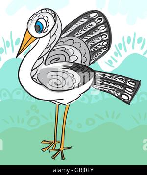 Karte mit dekorativen Storch für Ihr Design. Vektor Stock Vektor