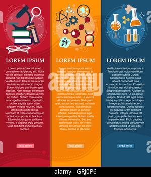 Satz von Banner-Chemie und Physik-Design-Elemente, Symbole, Icons. Vektor Stock Vektor