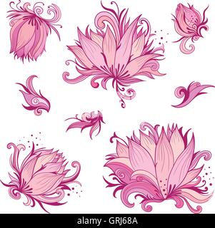 Kreative ornamentalen weichen zarten eleganten Lilie Illustrationen in Pastellfarben für Hochzeit, femininen design Stock Vektor