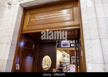 New York City, NY NYC, Manhattan, Midtown, New York Public Library, Hauptniederlassung, Stephen Schwarzman Gebäude, historisches Wahrzeichen, Irma und Paul Milstein Divisi Stockfoto