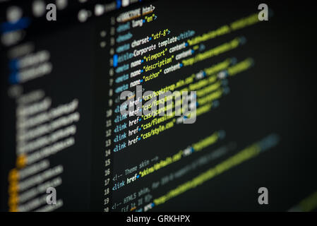 Html- und CSS-Code Entwicklung Screenshot. Stockfoto