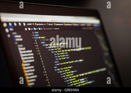Html- und CSS-Code Entwicklung Screenshot. Stockfoto