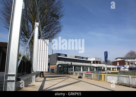 Gesamtansicht der Hayes enge Ende als einen neuen Sichtschutz errichtet - Essex CCC Vorsaison im Essex County Ground, Chelmsford - 13.03.14 Stockfoto