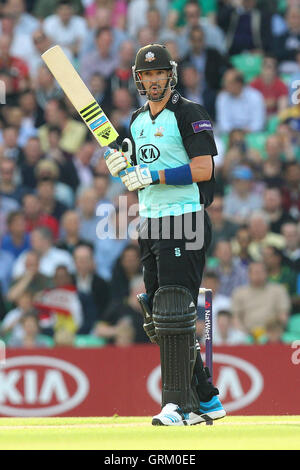 Kevin Pietersen von Surrey Umfragen Feld - Surrey Löwen Vs Essex Eagles - NatWest T20 Blast Cricket bei Kia Oval, London - 06.06.14 Stockfoto