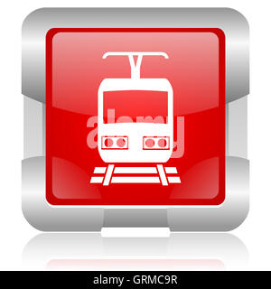 rotes Quadrat Web glänzende Symbol zu trainieren Stockfoto