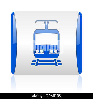 Trainieren Sie glänzend blaue quadratische Web-Symbol Stockfoto