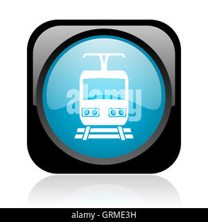 glänzend schwarze und blaue quadratische Web-Symbol zu trainieren Stockfoto