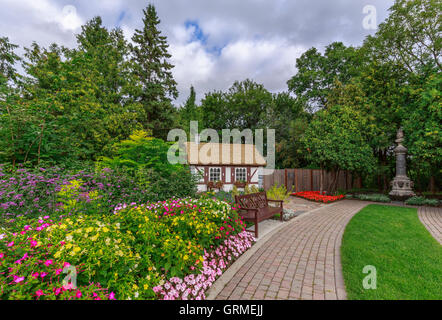 Berghütte in den englischen Garten, Assiniboine Park, Winnipeg, Manitoba, Kanada. Stockfoto