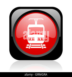 glänzend schwarzen und roten quadratischen Web-Symbol zu trainieren Stockfoto