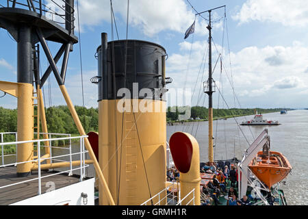 Dampf-Eisbrecher-´Stettin´ auf dem Weg von Hamburg nach Kiel, Nord-Ostsee-Kanal, Deutschland Stockfoto