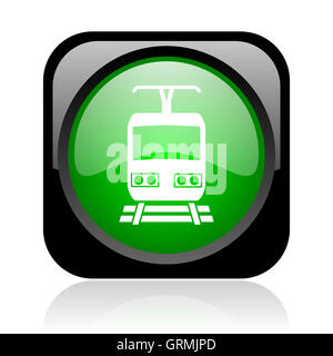 schwarze und grüne Quadrat Web glänzende Symbol zu trainieren Stockfoto