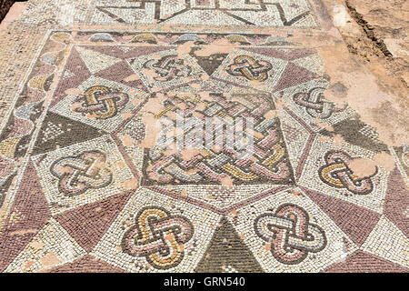 Antiken Mosaiken an der archäologischen hellenistischen und römischen Site bei Kato Paphos in Zypern. Stockfoto