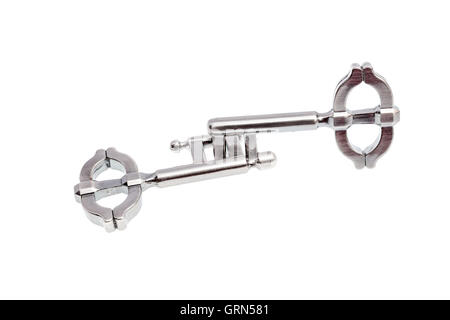 Dies sind Metall Puzzle-Schlüssel, die Hallen zusammen und auseinander können Stockfoto