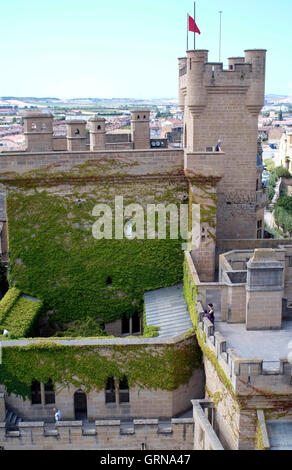 Die Burg von Olite ist 27. August 2016 in Olite, Spanien gesehen. Copyright Foto John Voos Stockfoto