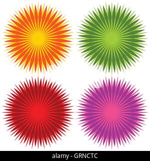 Abstrakte geometrische Blütenformen, Elemente (Set mit 4 Farben) Stock Vektor