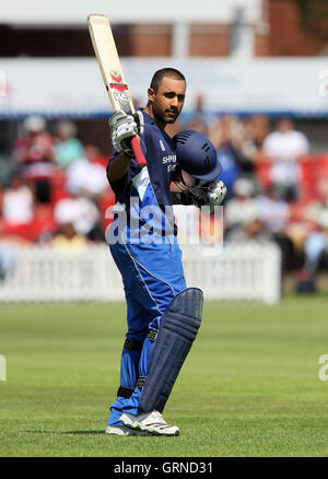 Ravinder Bopara Partituren 200 Läufe für Essex zu seinem Team ins Halbfinale - Leicestershire Foxes Vs Essex Adler - Freunde Provident Trophy Viertelfinal-Grace Road, Leicester - 06.04.08 Stockfoto