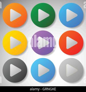 Moderne Wohnung mit glatten Steigungen Wiedergabetasten Stock Vektor