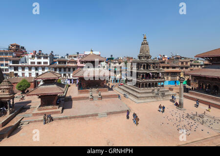 Vishnu-Tempel, Jagannarayan Tempel und Krishna-Tempel am Durbar Square, Patan, Nepal Stockfoto