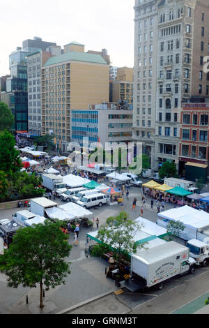 Luftaufnahme des Union Square Gemüsemarkt. New York City, USA Stockfoto