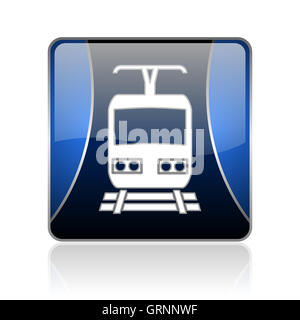 Trainieren Sie glänzend blaue quadratische Web-Symbol Stockfoto
