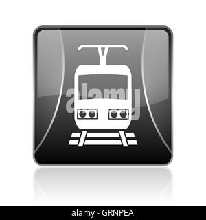 glänzend schwarzen quadratischen Web-Symbol zu trainieren Stockfoto