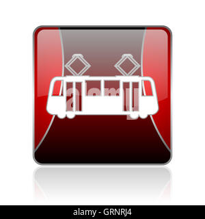 rotes Quadrat Web glänzende Symbol Straßenbahn Stockfoto