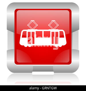 rotes Quadrat Web glänzende Symbol Straßenbahn Stockfoto