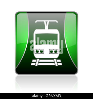 schwarze und grüne Quadrat Web glänzende Symbol zu trainieren Stockfoto