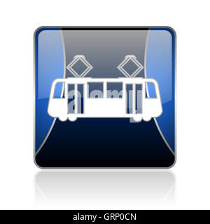 Straßenbahn blauen quadratischen Web glänzende Symbol Stockfoto
