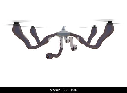 Futuristische Dron mit Tentakeln Konzept. 3D illustration Stockfoto