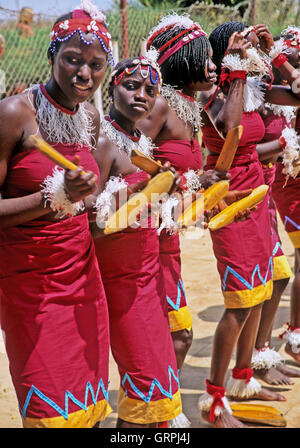 Mandinka tribal-Tänzerinnen, Gambia, Westafrika Stockfoto