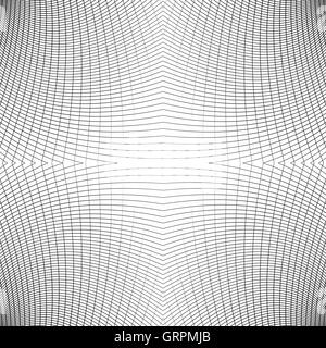 Raster von verzerrten dynamische Linienführung. Wiederholbar. Geschwungene Linien geometrische monochrome Gitter. Netzförmig, zellulare nahtlose Muster Stock Vektor